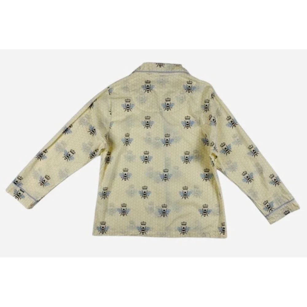 The Cat's Pajamas Queen Bee Flannel Pajama Set LARGE Yellow‎ Cozy Warm